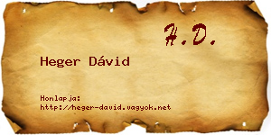 Heger Dávid névjegykártya